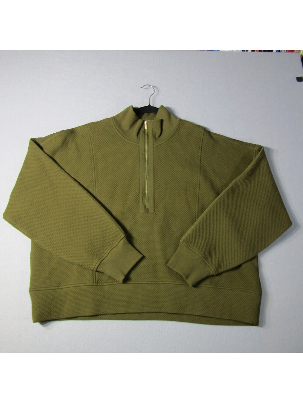 NWT Calia Elevate Ripple 1/4 Zip Pullover Sweatshirt Woman's XL Dark Khaki Olive